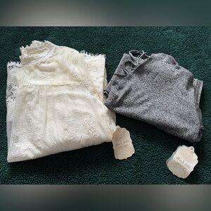 Altar'd State Ivory Top size L & Altar’d State black/white top size M